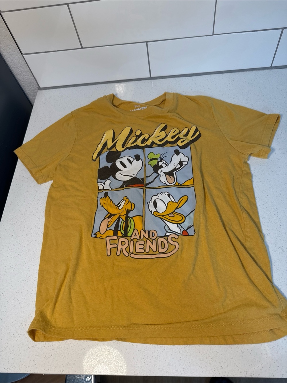 Mickey and Friends Mustard Graphic Tee - Men's Casual Shirt